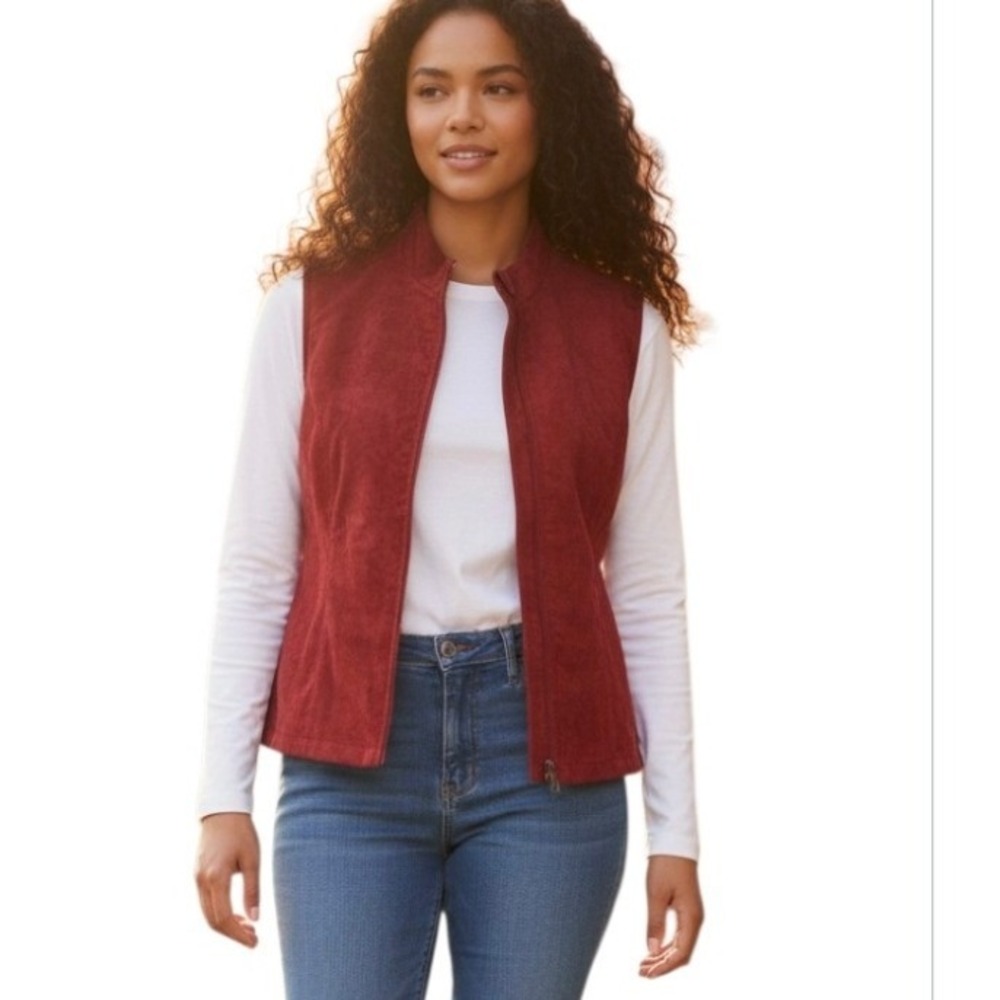 Monterey‎ Club Women's Red Full Zip Sleeveless Vest Golf Casual Layering Medium